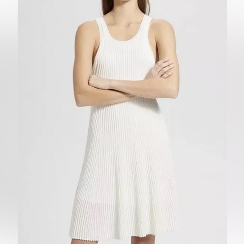 NWOT Theory Ottoman Day Shell White Clean Cotton Knit Dress Size P